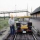 Milwaukee Road M&W employee at Harlowton Station, Montana